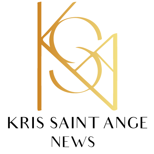 Logo de Kris Saint Ange News, présentant un design élégant avec les lettres 'K', 'S' et 'A' entrelacées en doré, représentatif de la section 'News' de son blog.