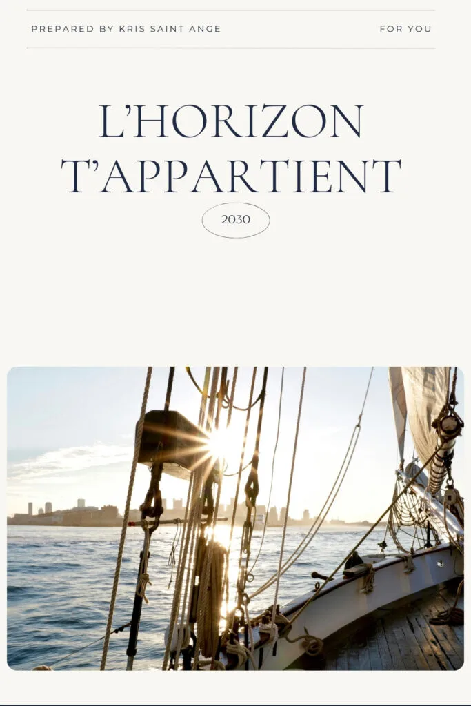 L'horizon t'appartient 2030 - Kris Saint Ange - Vue depuis le pont d'un voilier face au soleil
